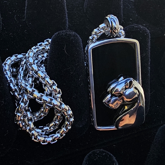 EFFY Men's 925 Sterling Silver Onyx Dog Tag Pendant, 28.40 TCW - Picture 4 of 9